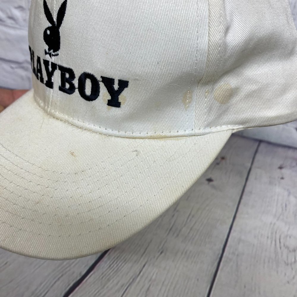 Playboy Baseball Hat Cap Snapback White - STAINS around the Hat See Pictures - Picture 12 of 14